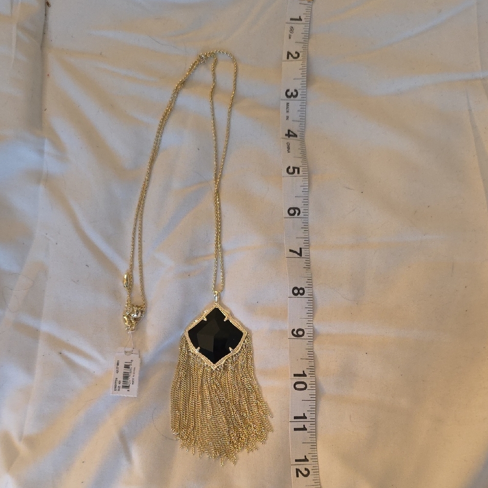 Kendra Scott Kingston Gold And Black Fringe Necklace